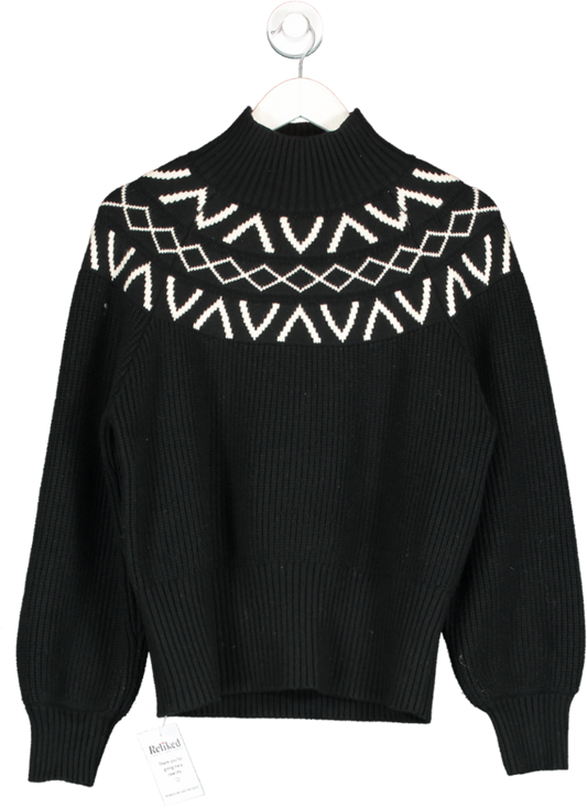 Varley Black Marcie Fairisle Yoke Knit Pullover Sweater UK S