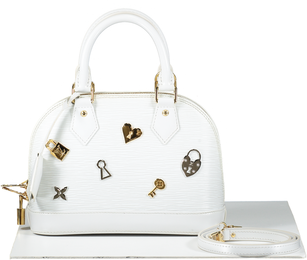 Louis Vuitton White Alma Handbag Love Lock Epi Leather Bb Bag