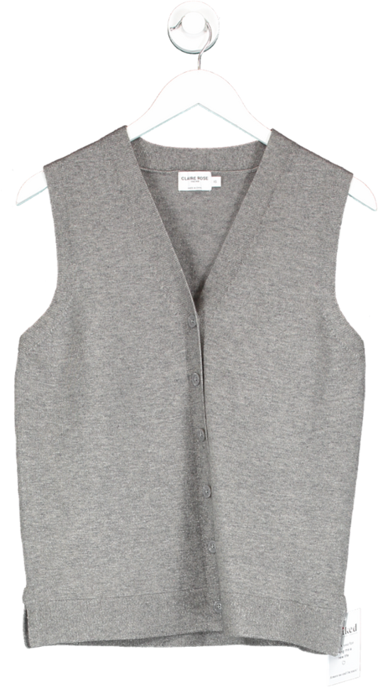 NA-KD Grey V-neck Knitted Buttoned Vest UK XS