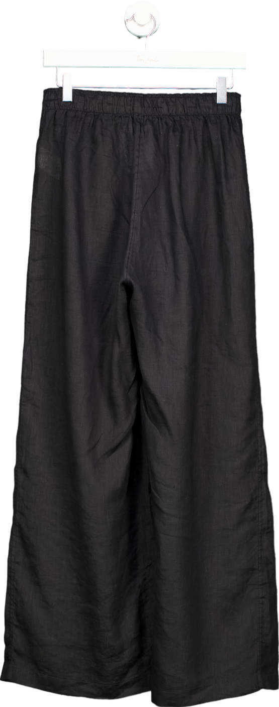 H&M Black Linen Wide Leg Trousers UK M