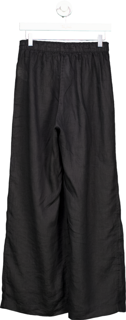 H&M Black Linen Wide Leg Trousers UK M