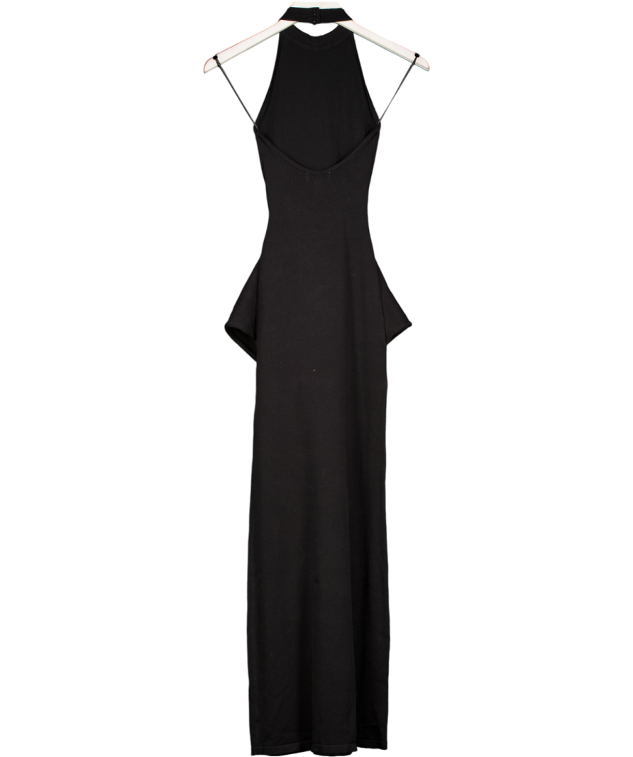 PRETTY LAVISH Black Bernelle Halterneck Tie Waist Knit Midaxi Dress UK XS