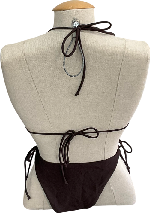 4th & Reckless Loz Vassallo Antibes Rose Corsage Bikini In Dark Brown Bottoms UK 8 / Top UK 10