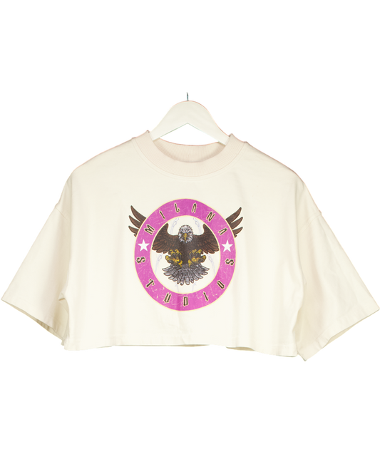 Milana Studios Cream Eagle Cropped Heavyweight T-shirt. UK S