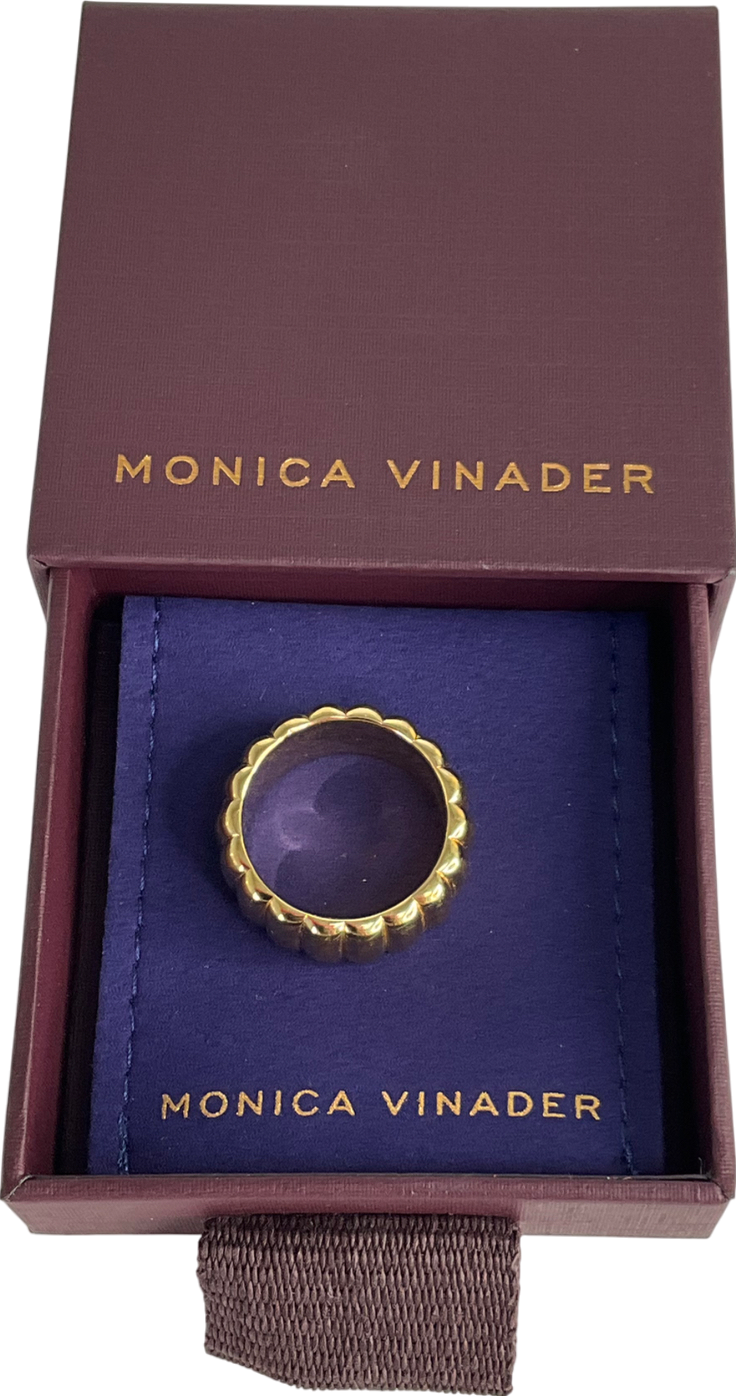 Monica Vinader Yellow Gold Ribbed Chunky Ring UK M