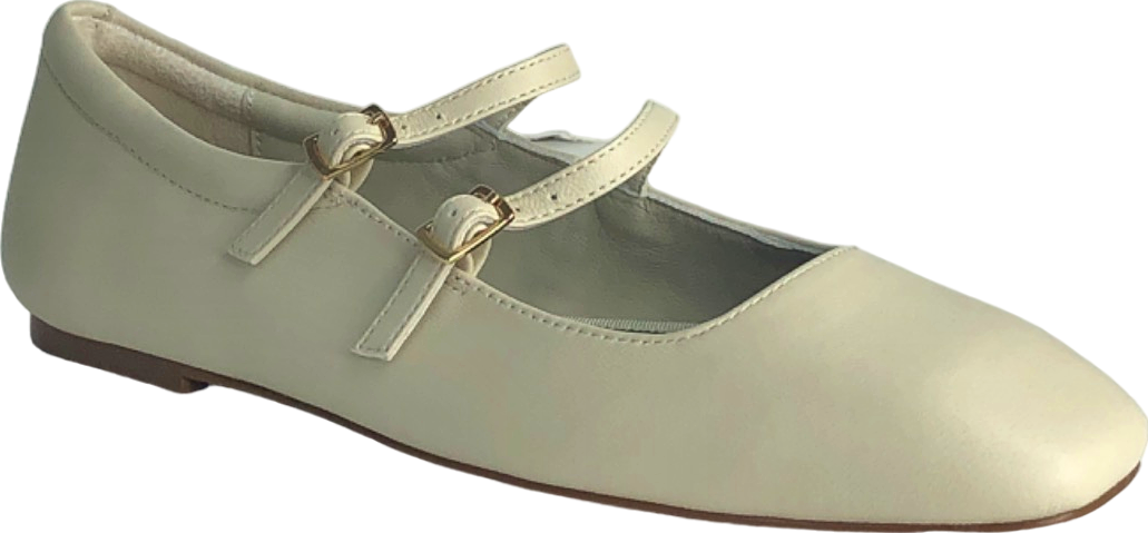 Mint Velvet Cream Leather Ballet Pumps UK 5 EU 38