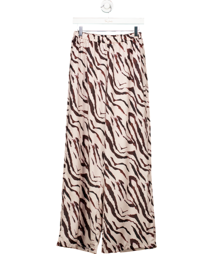 White Fox Beige 'more To Come' Zebra Print Trousers UK M