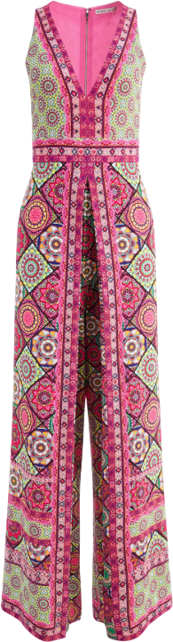 ALICE + OLIVIA Multicoloured Tile Print Audrie Pleated Jumpsuit Sz0 UK 4
