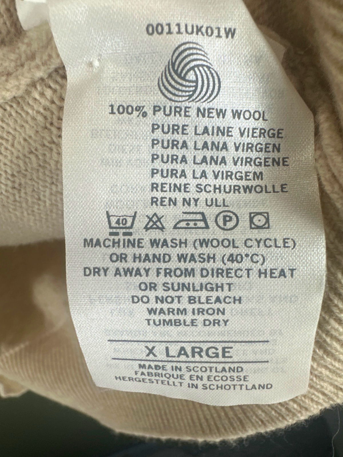 Lyle & Scott Beige Crew Neck Wool Jumper UK XL