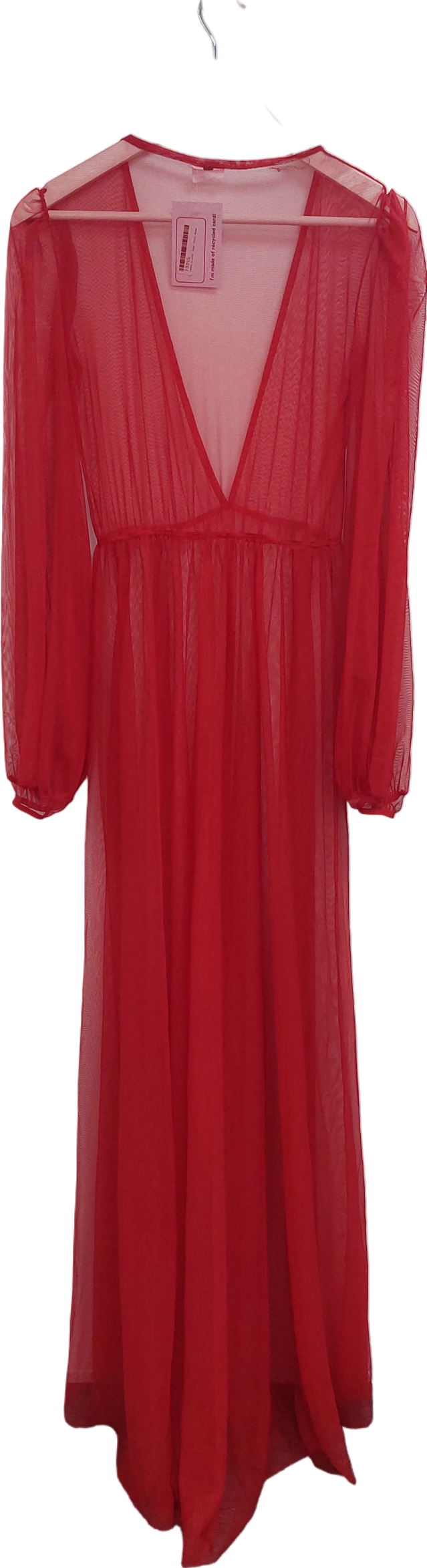 Red Sheer Mesh Maxi Dress UK S