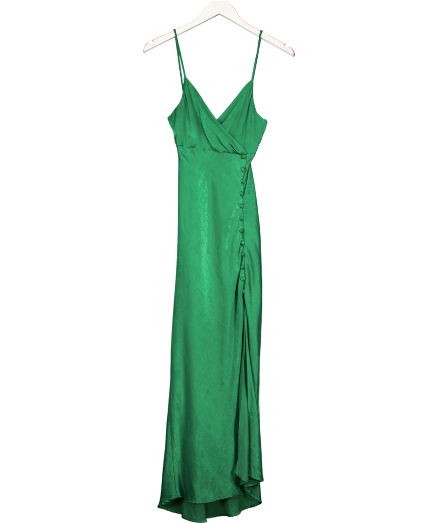 ZARA Green Satin Slip Midi Dress UK S