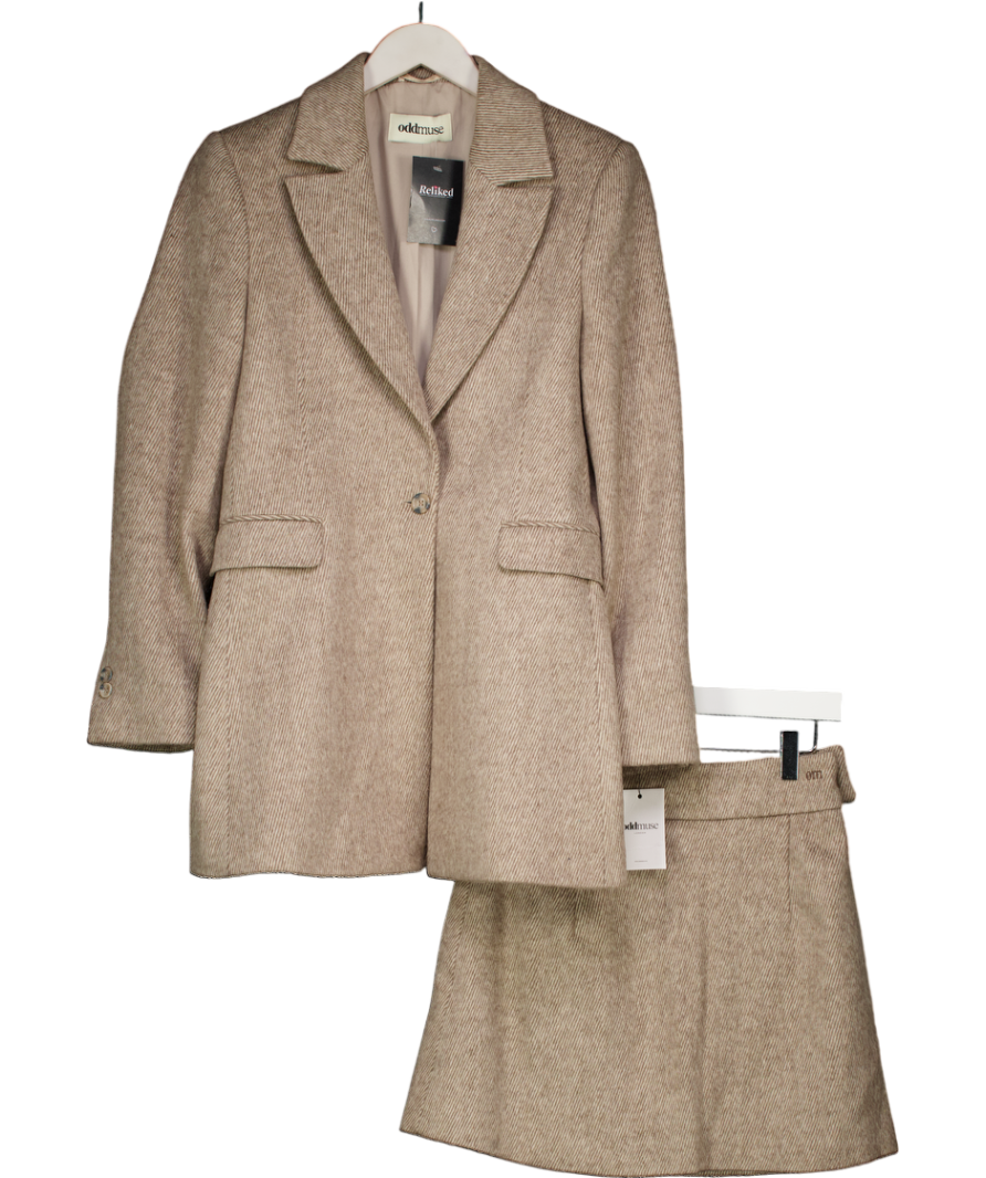 Oddmuse 2-piece Brown Tweed Blazer (uk M) And Mini Skirt UK S