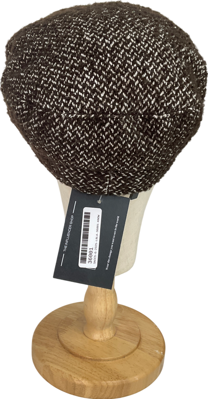 MANGO Brown Tweed Baker Cap