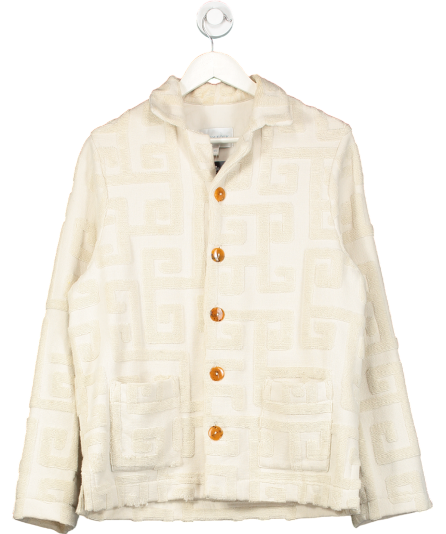 Lucy Folk Beige Towelling Shirt Jacket UK XS