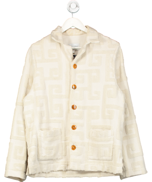 Lucy Folk Beige Towelling Shirt Jacket UK XS