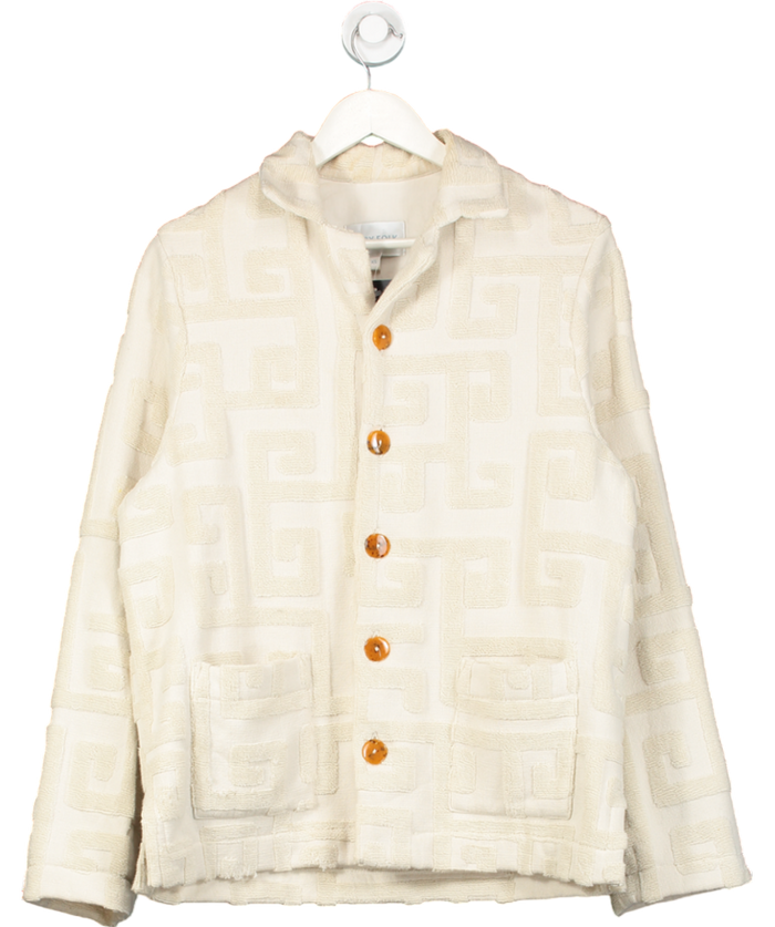 Lucy Folk Beige Towelling Shirt Jacket UK XS