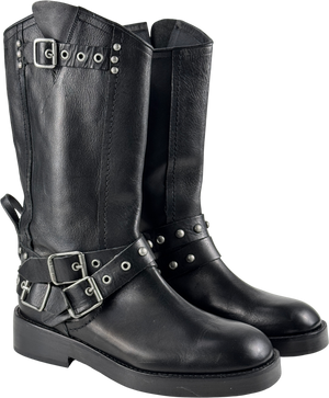 FREE PEOPLE We The Free Black Janey Engineer Boots Us8.5 UK 6 EU 39