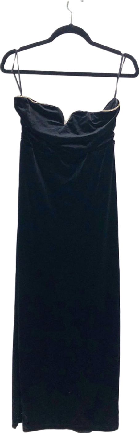 MOTF Black Strapless Velvet Dress UK M