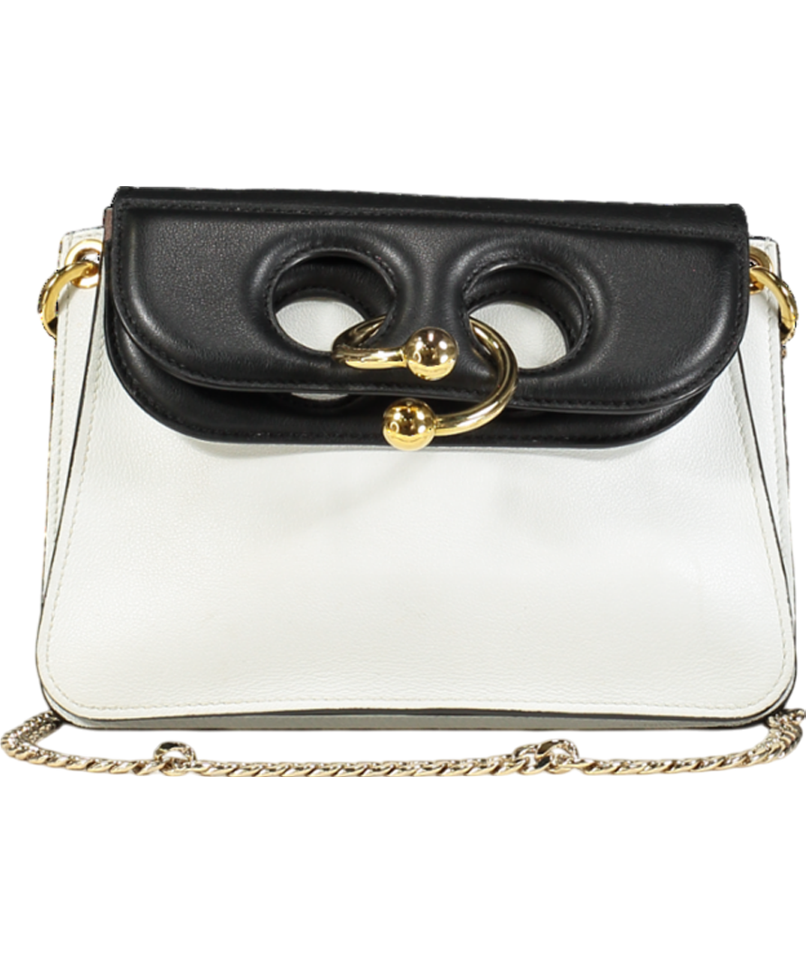 JW Anderson Mini Pierce Leather Bag With Gold Hardware - Black & White