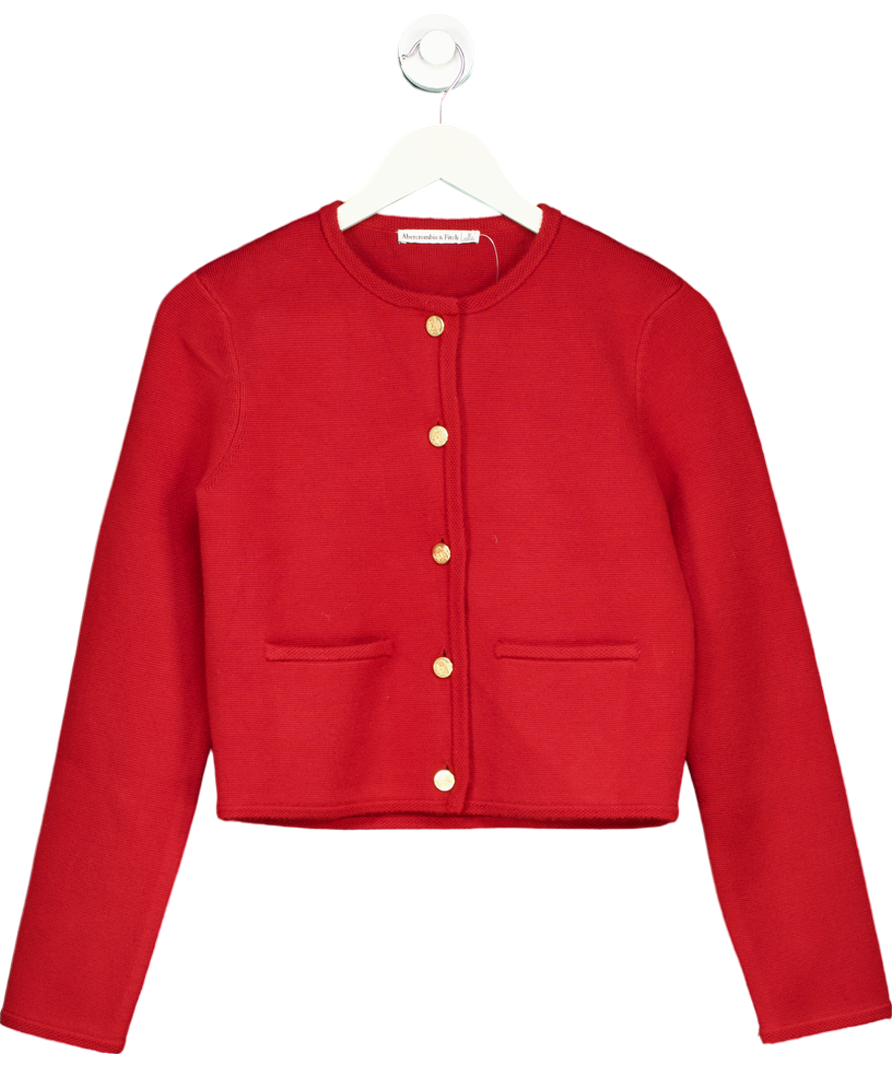 Abercrombie & Fitch Red Cropped Wool Cardigan UK S