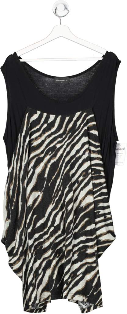 Anonymous Black Sleeveless Animal Print Midi tunic Dress UK 26