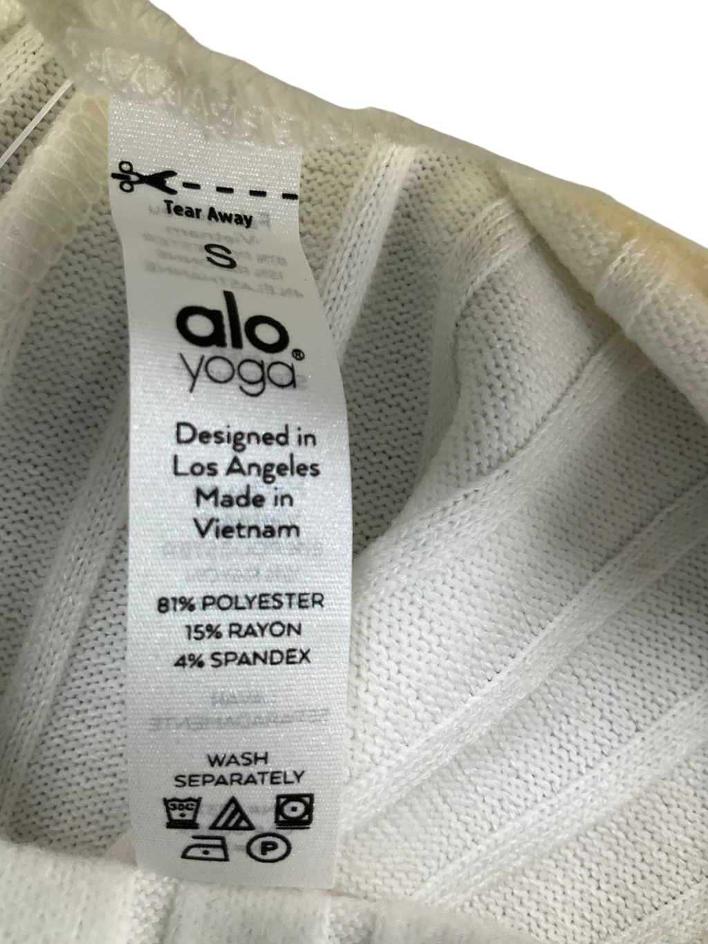 alo yoga Cream Ribbed Brushed Shorts UK S