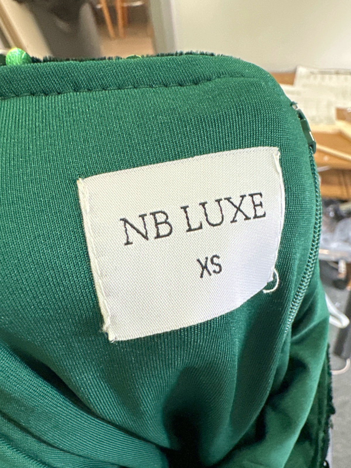 NB Luxe Green Sequined Cut-Out Dress UK XS