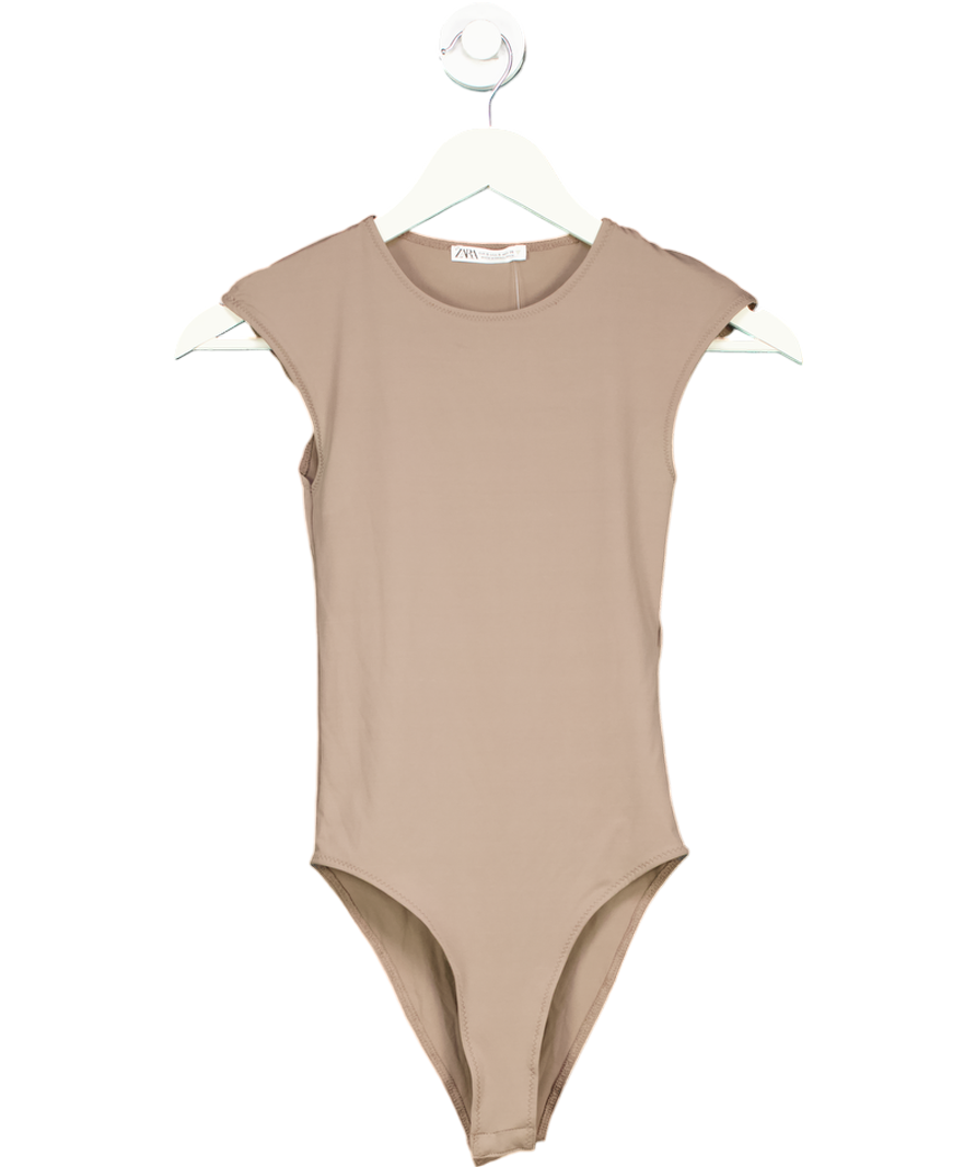 ZARA Brown Crew Neck Bodysuit UK S