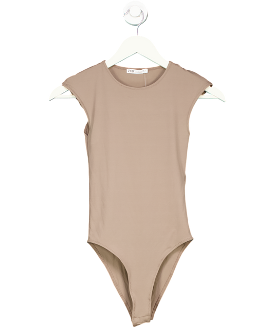 ZARA Brown Crew Neck Bodysuit UK S