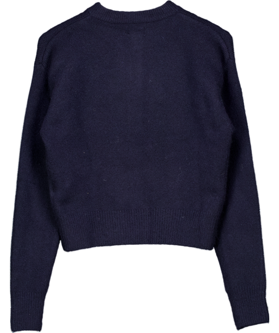 H&M Navy Blue Button-top Jumper UK XS