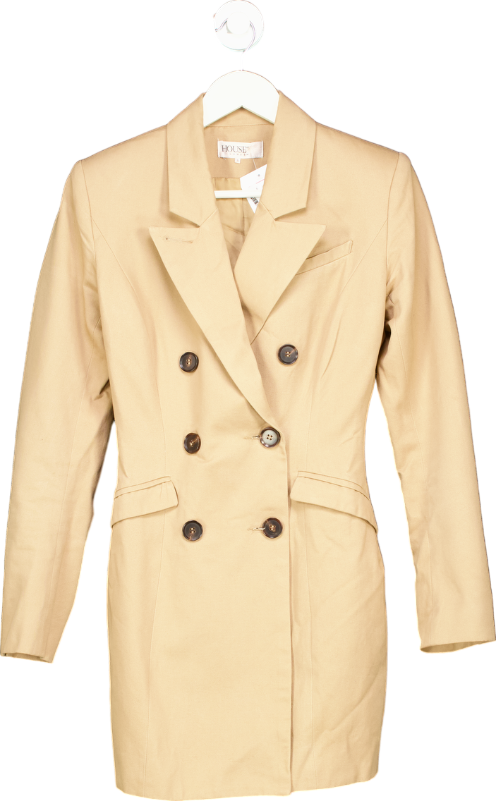 House of CB Beige Double-Breasted Blazer UK S