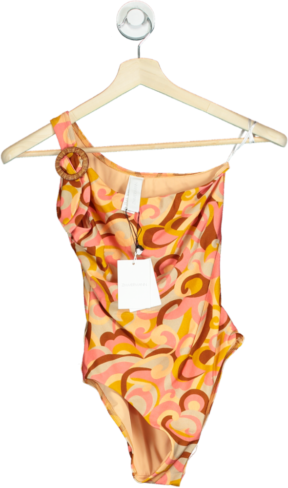 Zimmermann Swirl Mae Buckle Shoulder One-Piece Swimsuit UK 10