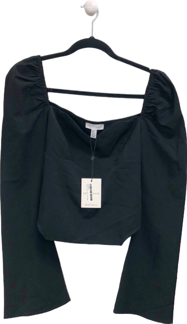 Pretty Lavish Black Square Neck Top UK 8