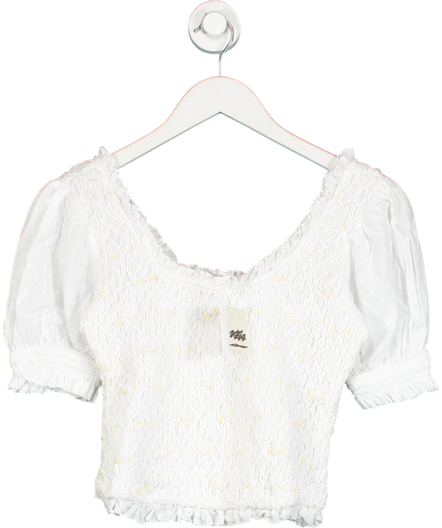 Free People White Cecelia Top UK XS