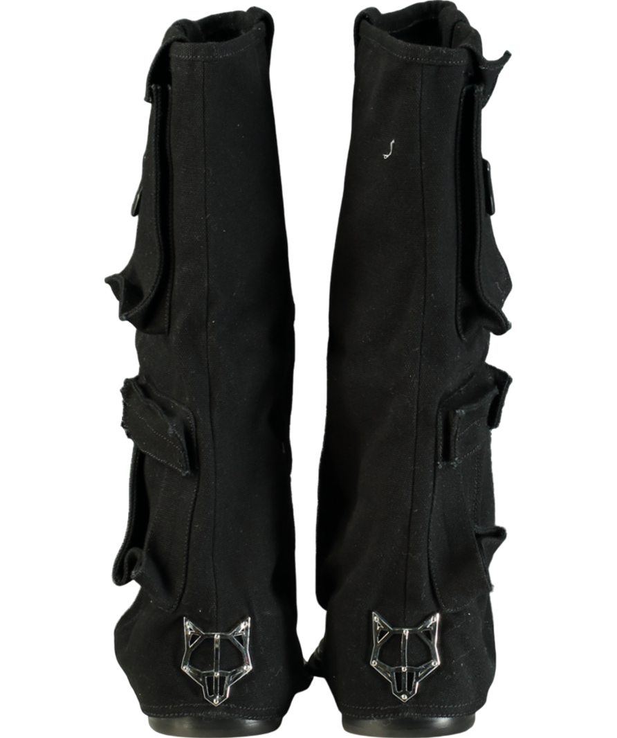 Naked Wolfe Black Natalia Canvas Cargo Boot UK 4 EU 37 👠