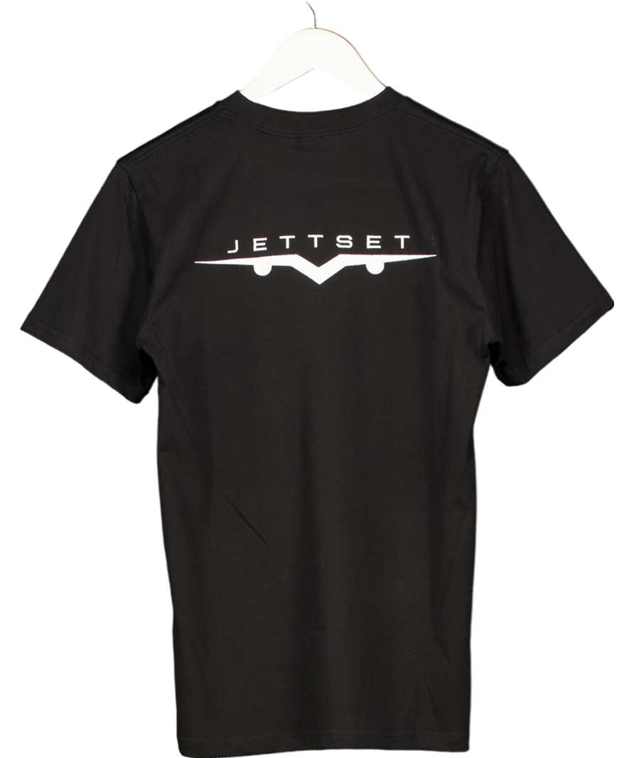 Ascolour Jettsett Black Embroidered Logo T-shirt UK S