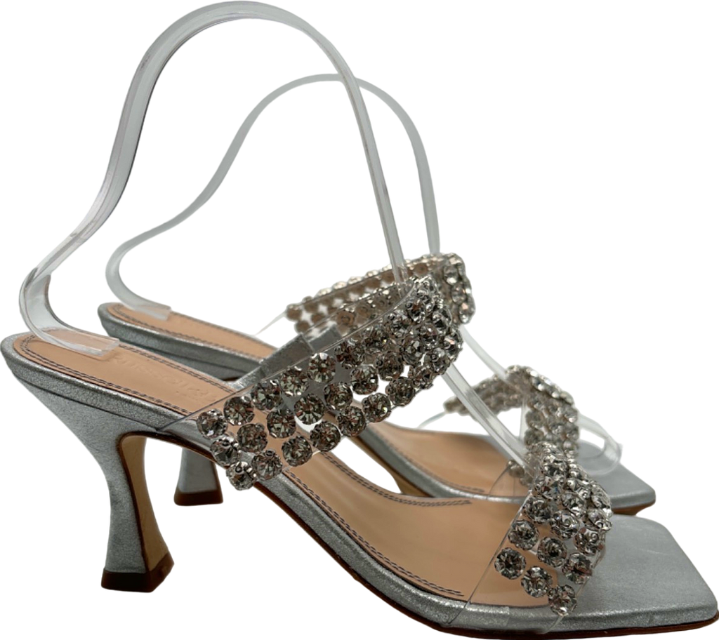 Russell & Bromley Silver Diamante Strap Heeled Sandals UK 5
