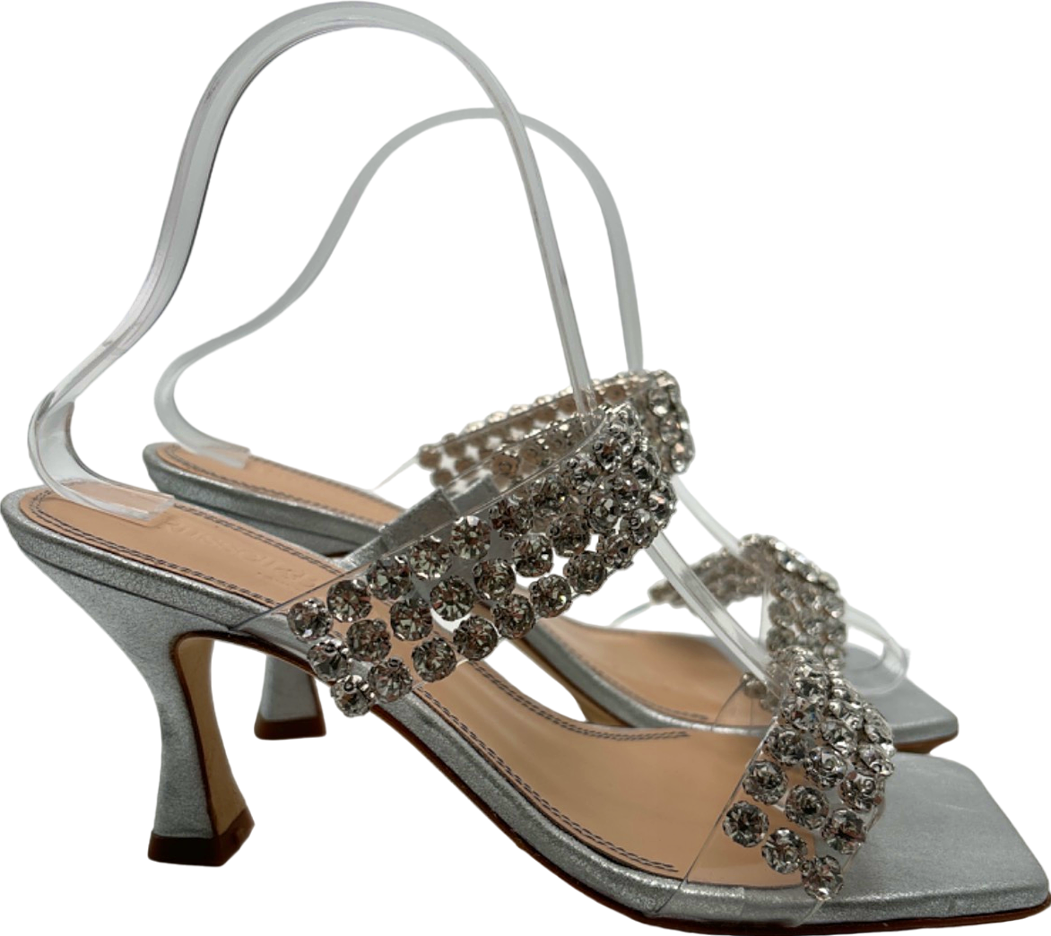 Russell & Bromley Silver Diamante Strap Heeled Sandals UK 5