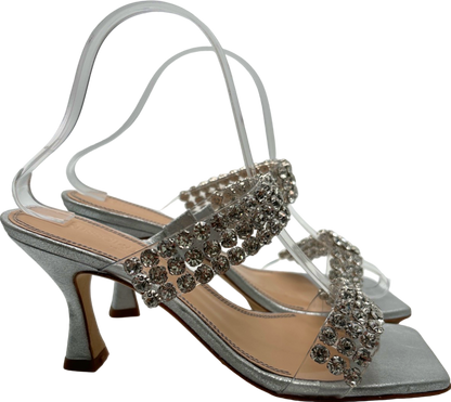 Russell & Bromley Silver Diamante Strap Heeled Sandals UK 5