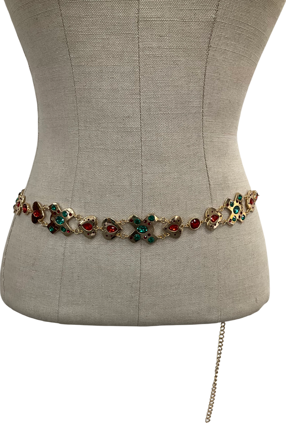 Metallic Cross Heart Jewelled Chain Belt One Size