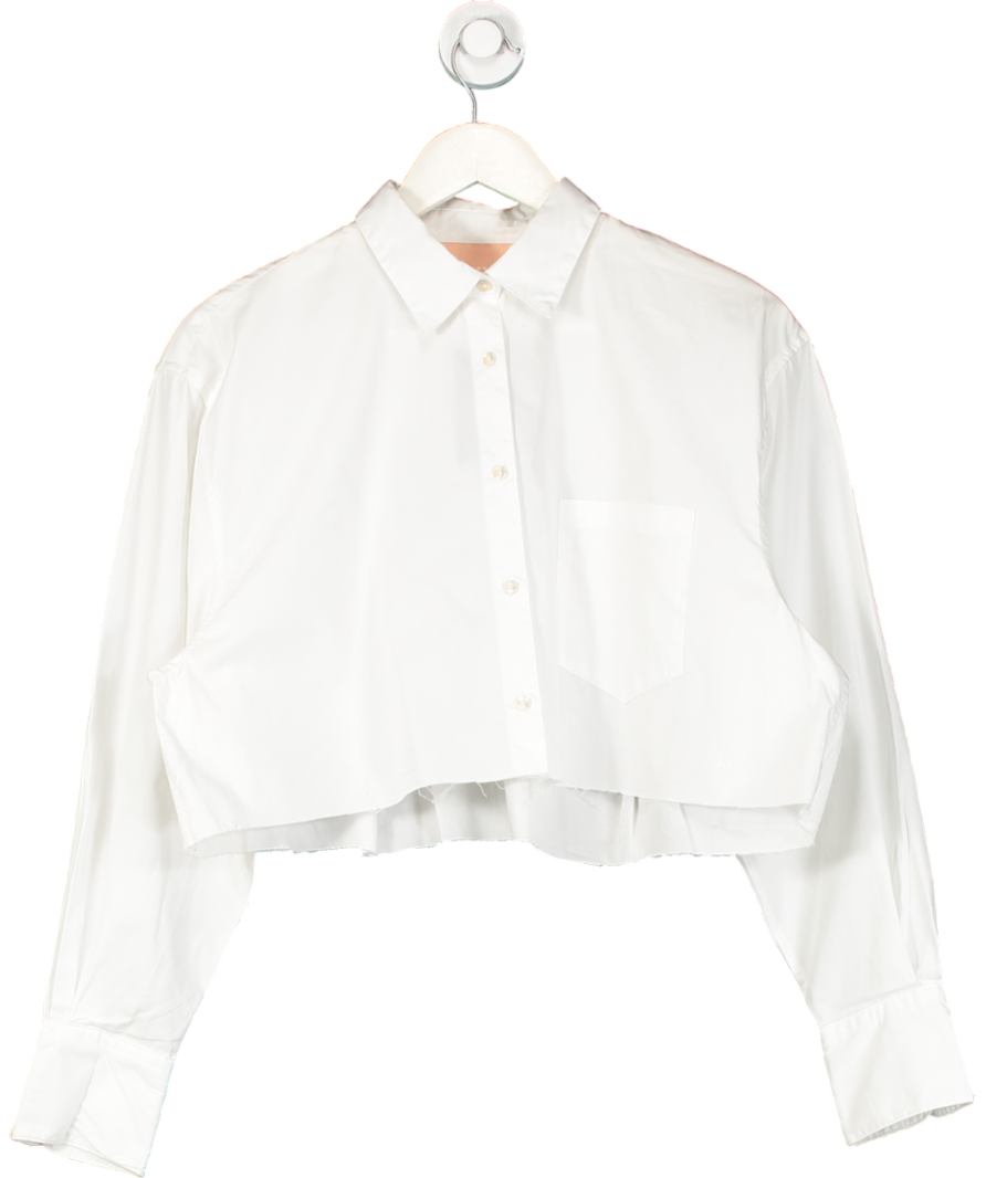 JJXX White Cropped Long Sleeve Shirt UK M