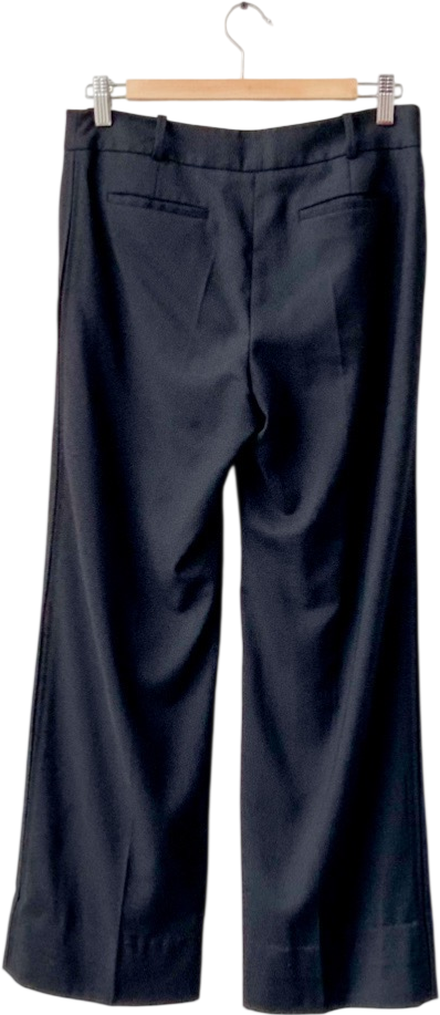 REISS Black Wool Blend Wide Leg Trousers UK 6