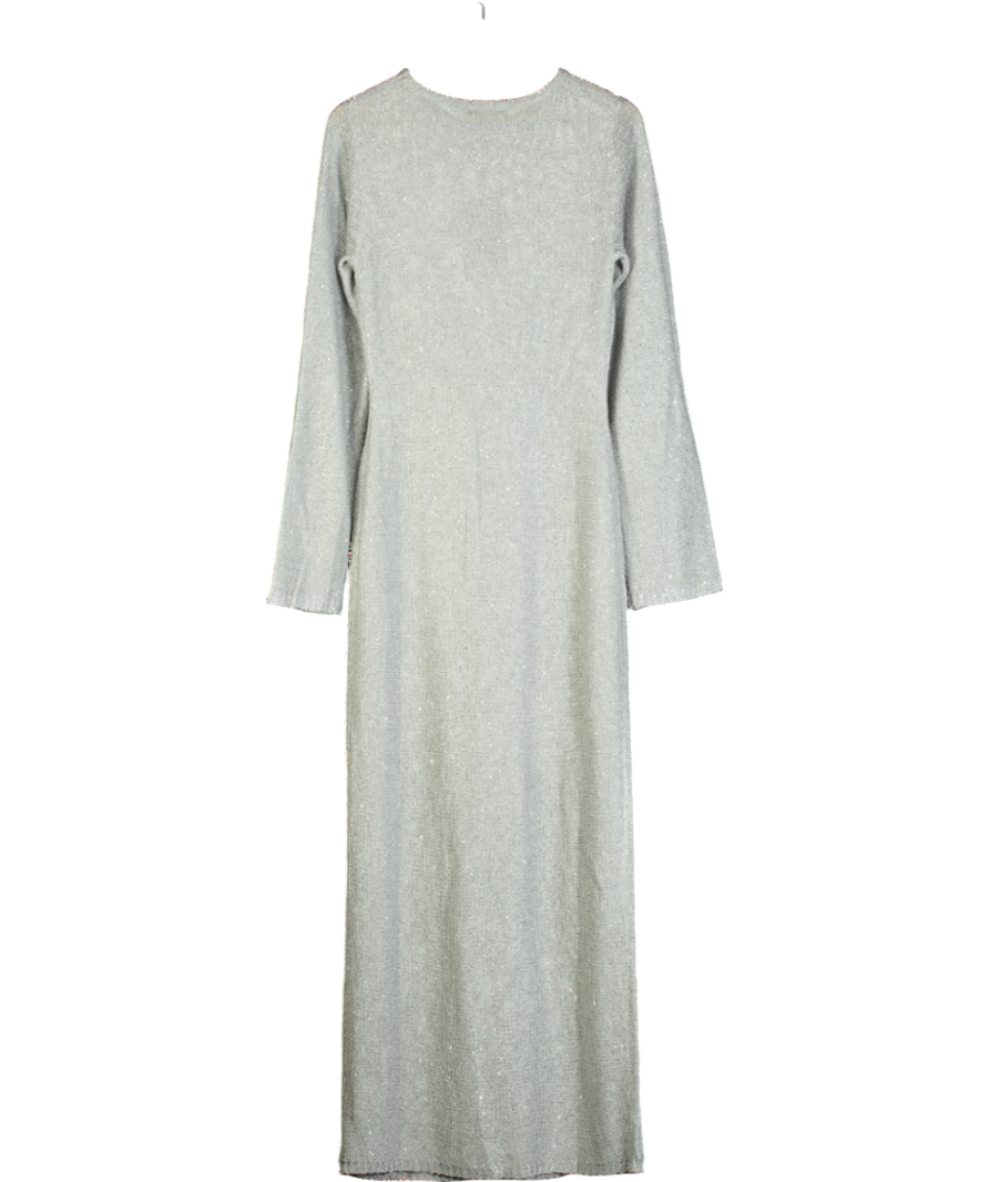 4th & Reckless Metallic Silver Sequin Knitted Maxi Dress- Sisca UK 10