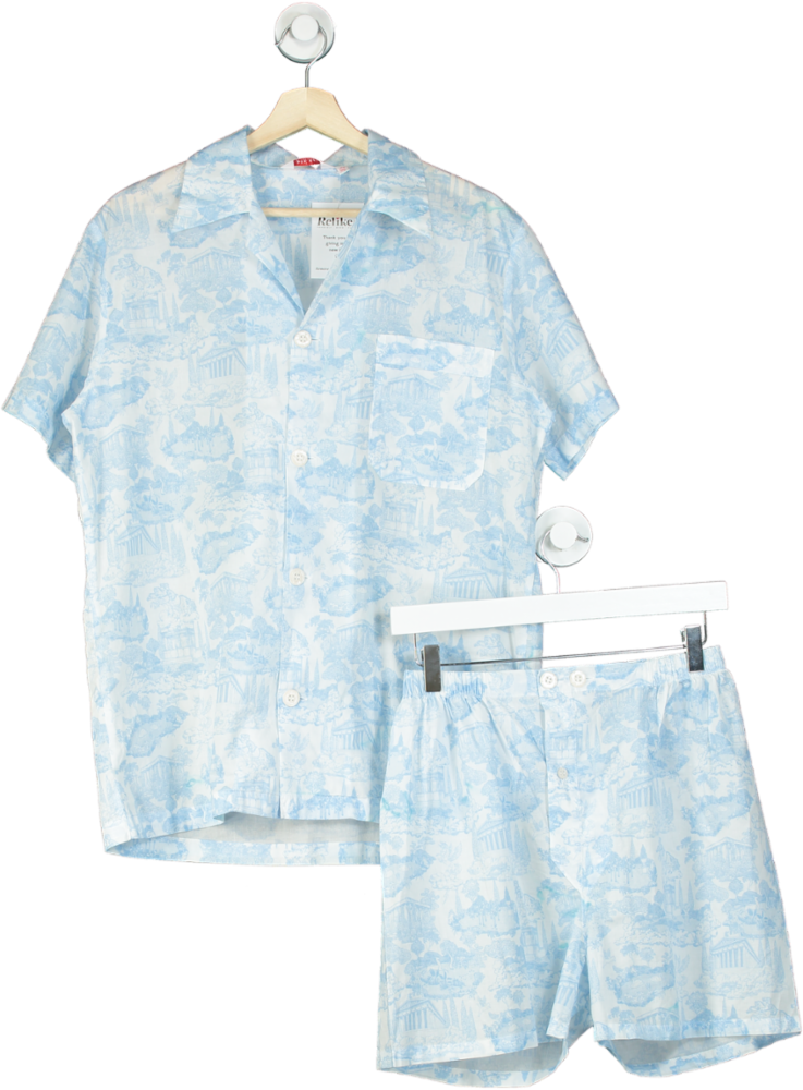 Derek Rose Blue Ledbury graphic-print cotton-poplin Pyjama Set UK S