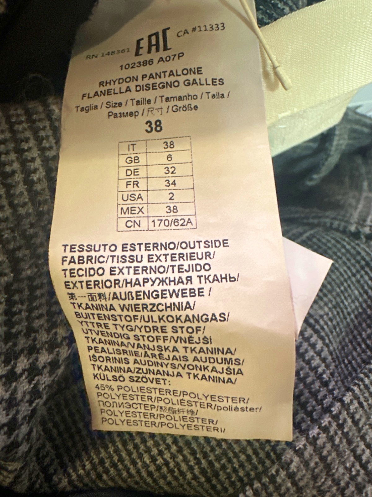 Pinko Grey Rhydon Trousersalone Flanella Disegno Galles Trousers UK 6