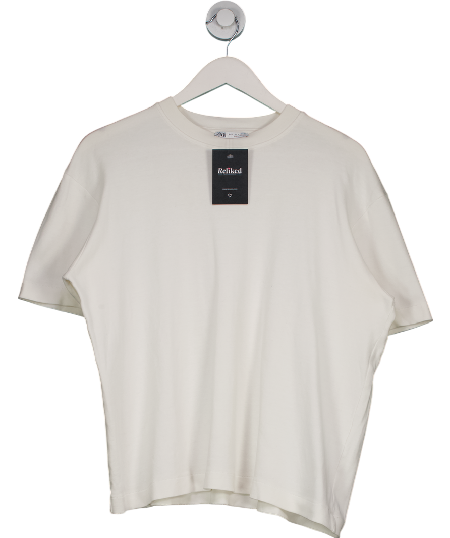 ZARA White Short Sleeve Cotton T-shirt UK S