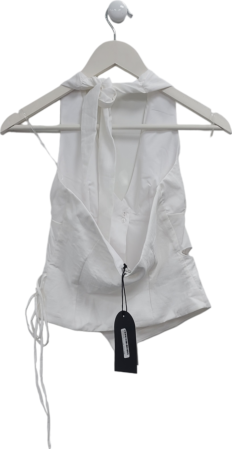 Mistress Rocks White Cloud Wrap Floral Cutout Halter Top UK S