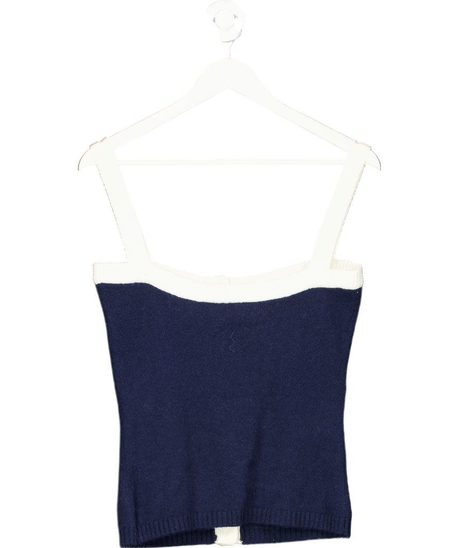 Cloeys Blue Cashmere Tank Top Navy & White UK XS