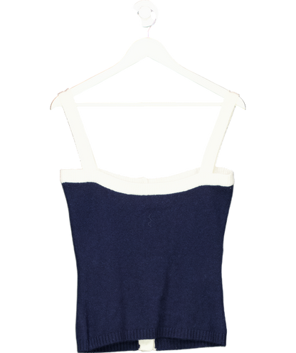 Cloeys Blue Cashmere Tank Top Navy & White UK XS