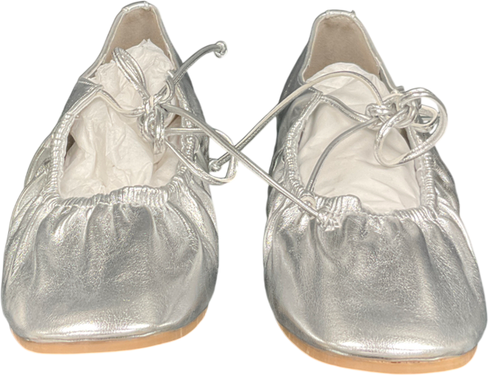Monsoon Blair Metallic Ballet Flats Silver UK 6 EU 39 👠